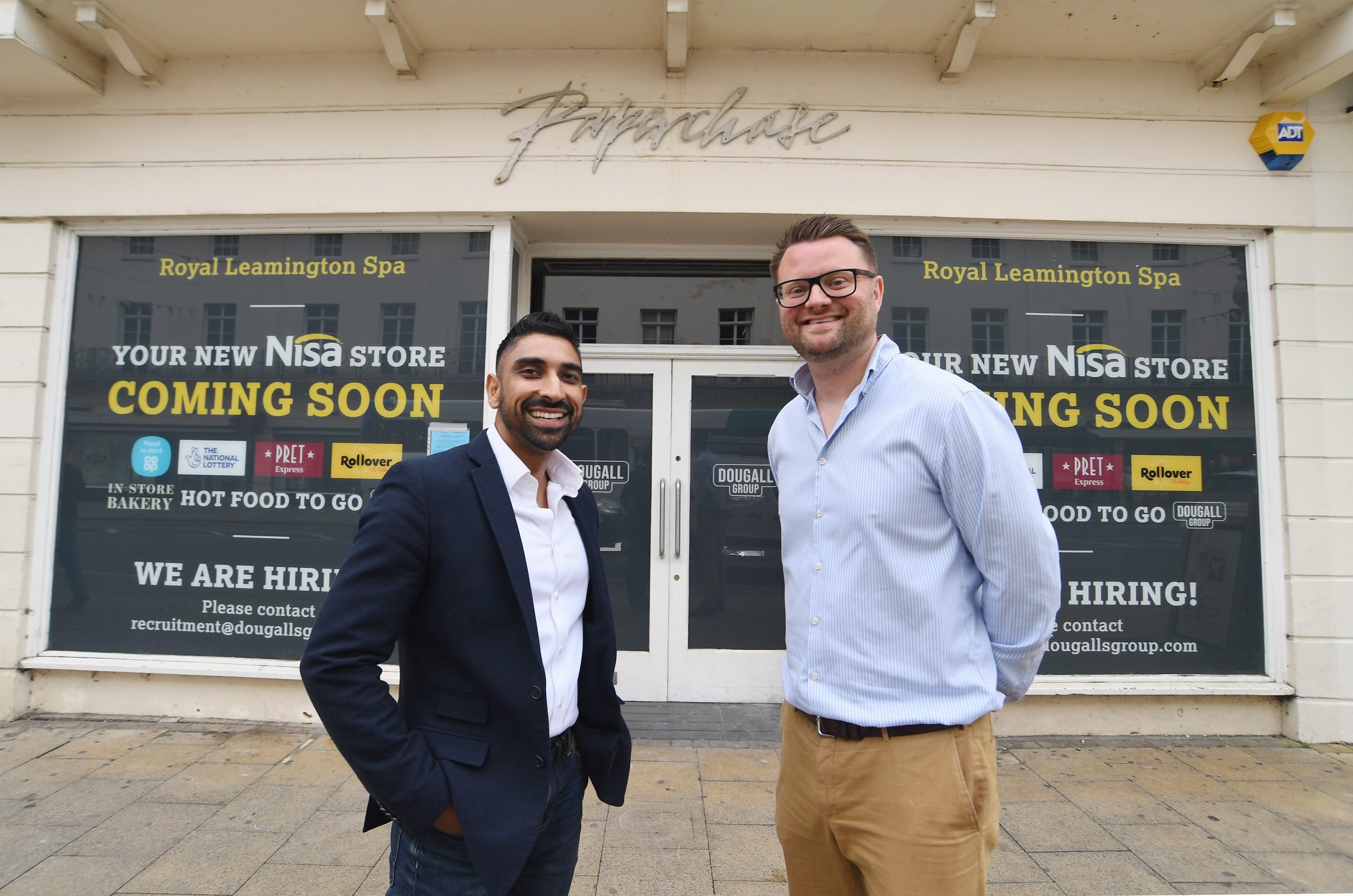 Ricky Dougall, director of Dougall Group (left) with Jonathan Blood, director at Wareing & Company outside the new Nisa at 36 Parade in Leamington